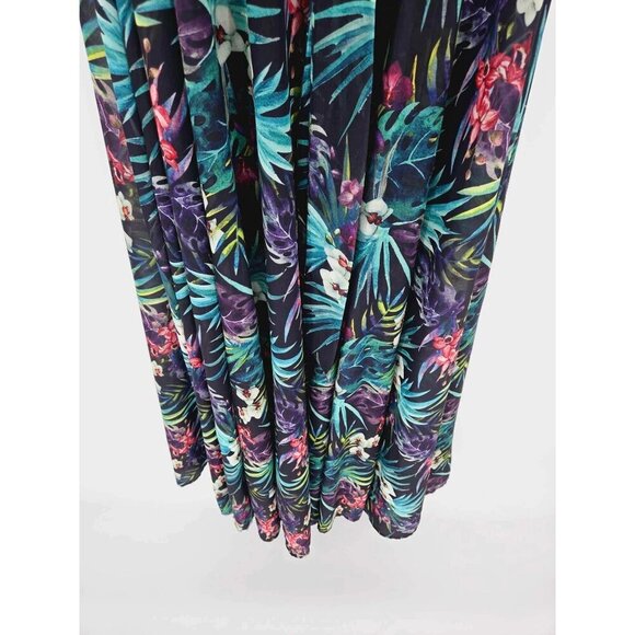 Black Fable Maxi Wrap Tropical Black & Green Dress Size Medium New - Picture 6 of 6